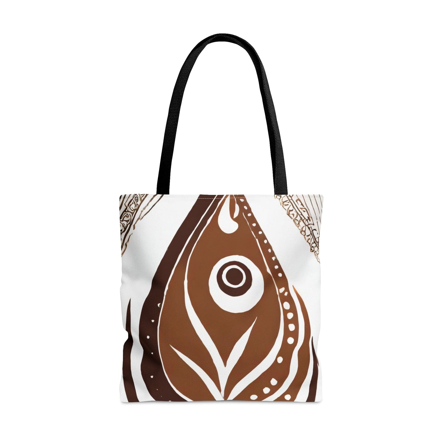 Large Tote Bag Floral Brown Line Art Print 35227-1