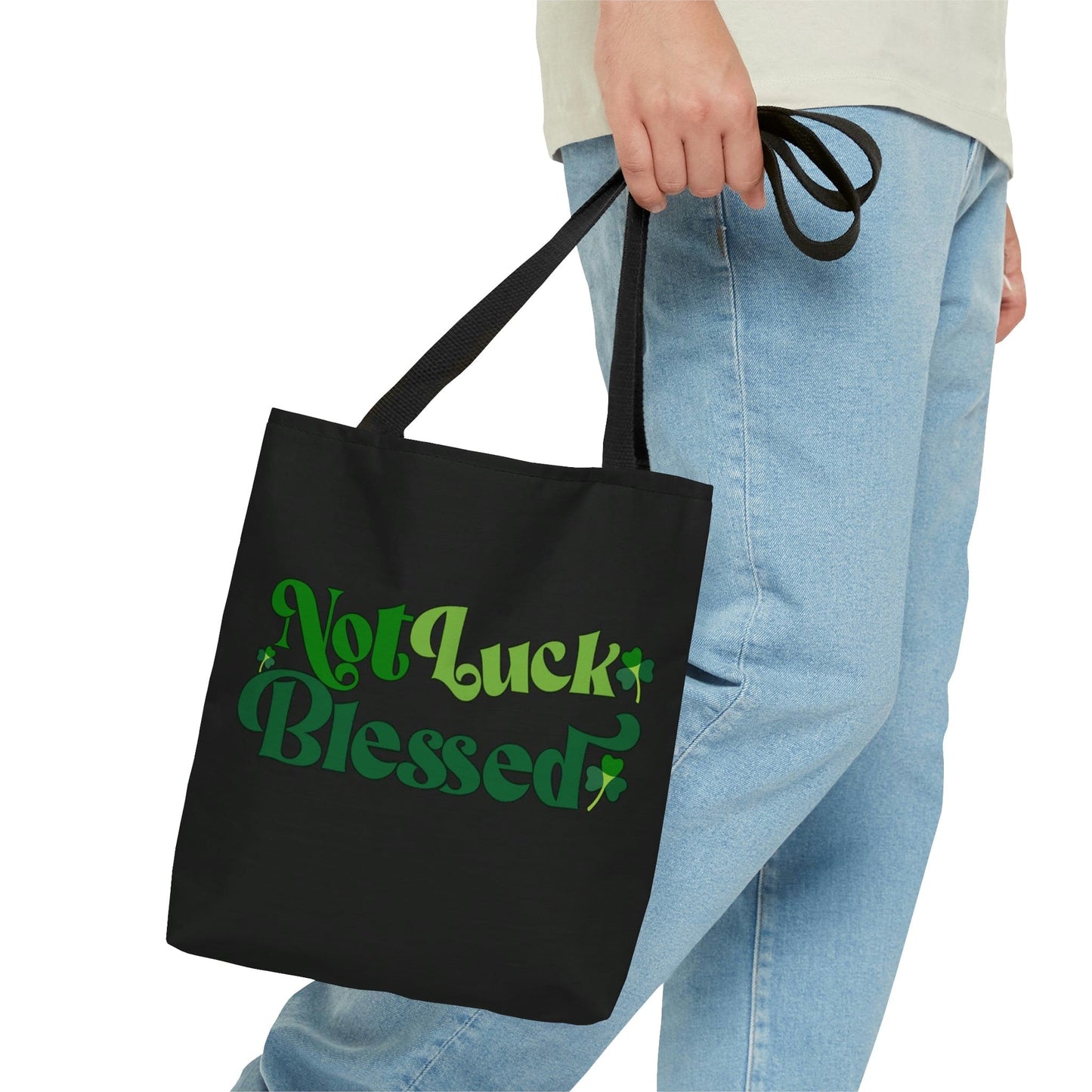 Large Tote Bag - not Luck Blessed - Word Art Inspiration-3