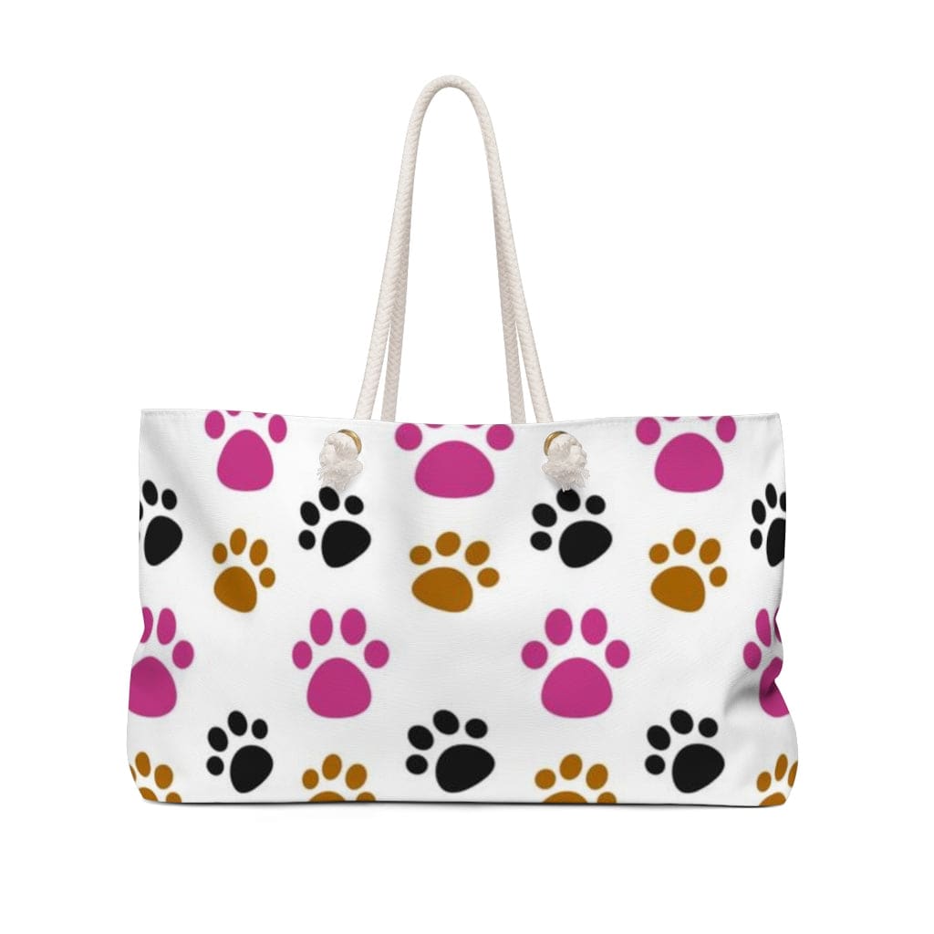 Weekender Tote Bag - Pink and Black Paws-1