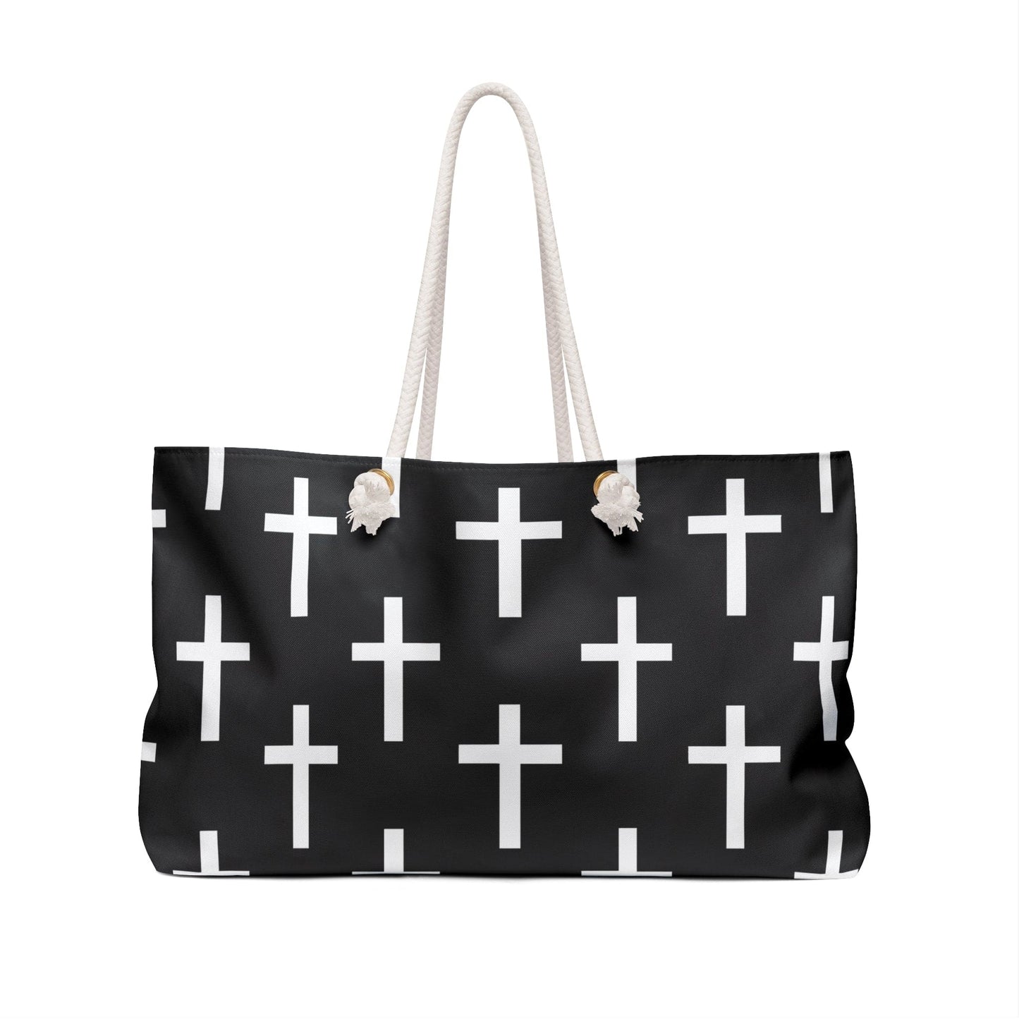Weekender Tote Bag Black and White Seamless Cross Pattern-1