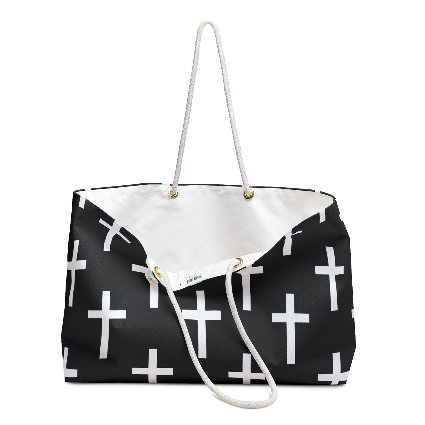 Weekender Tote Bag Black and White Seamless Cross Pattern-2