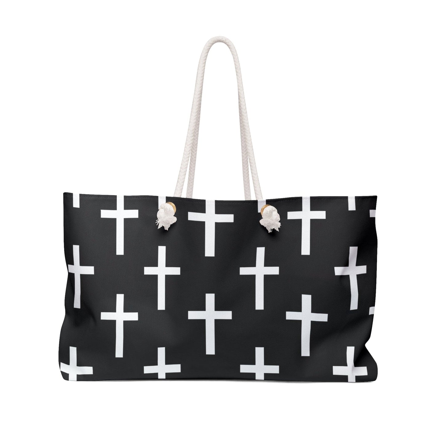 Weekender Tote Bag Black and White Seamless Cross Pattern-0