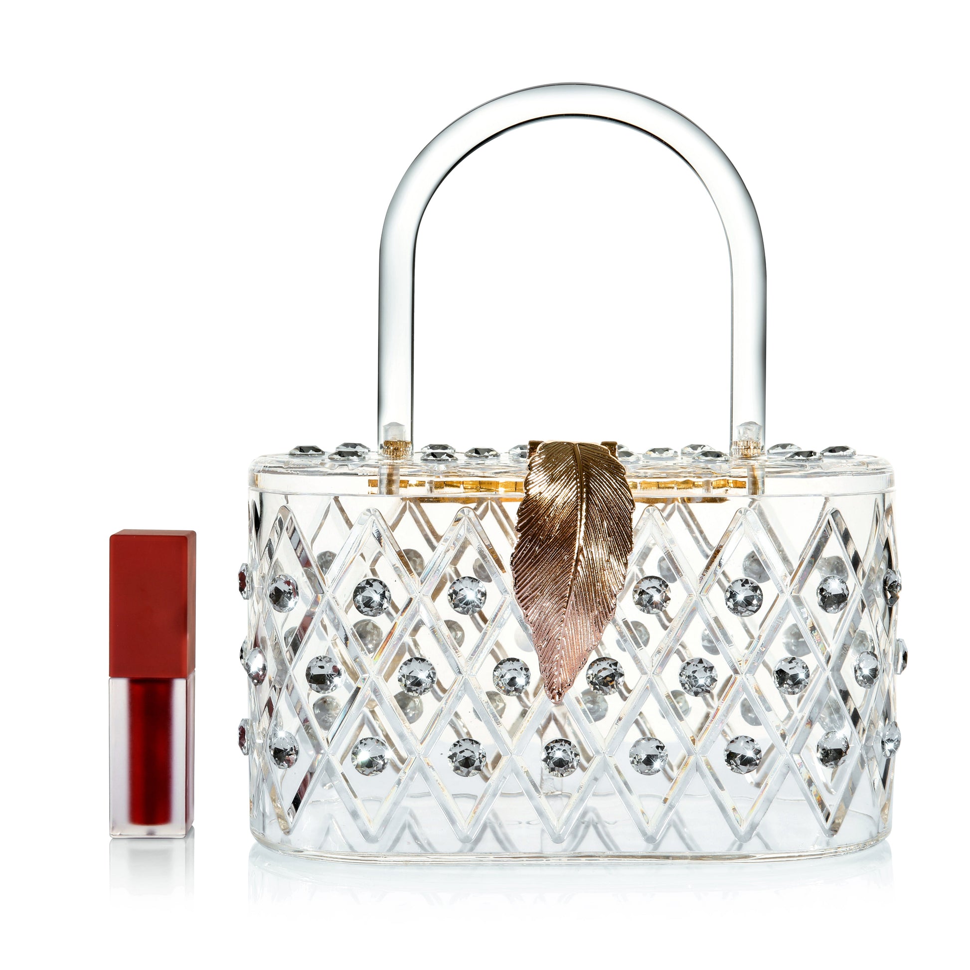 1950 Vintage style "The Princess " unique Oval Crystal Acrylic Lucite Box Clutch Bag-1
