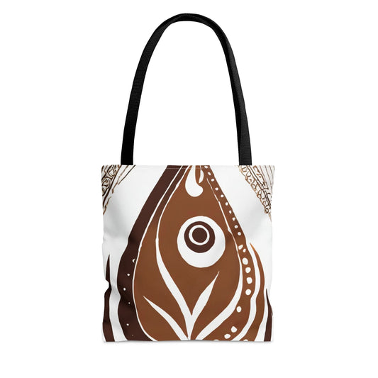 Large Tote Bag Floral Brown Line Art Print 35227-0