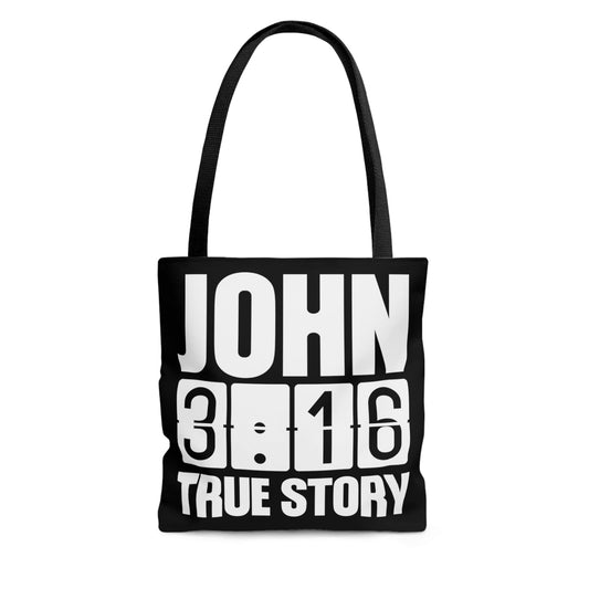 Large Tote Bag John 3:16 True Story - Scripture Inspiration-0