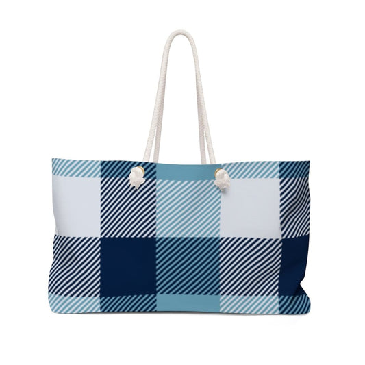 Weekender Tote Bag - Blue/white Plaid-0