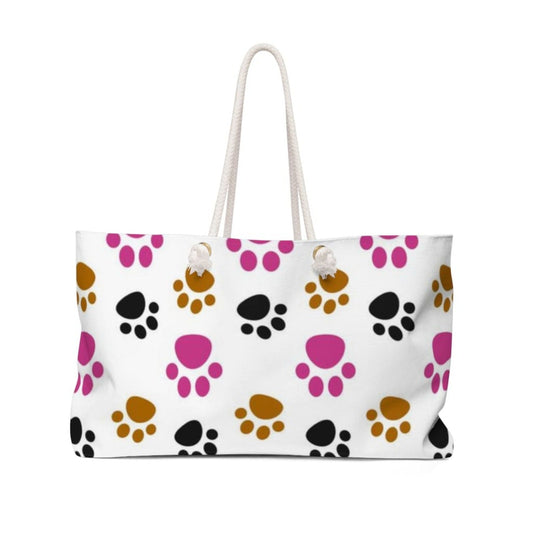 Weekender Tote Bag - Pink and Black Paws-0