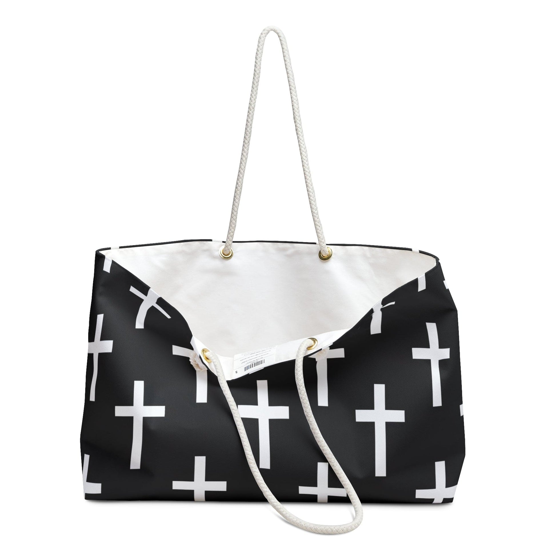 Weekender Tote Bag Black and White Seamless Cross Pattern-2