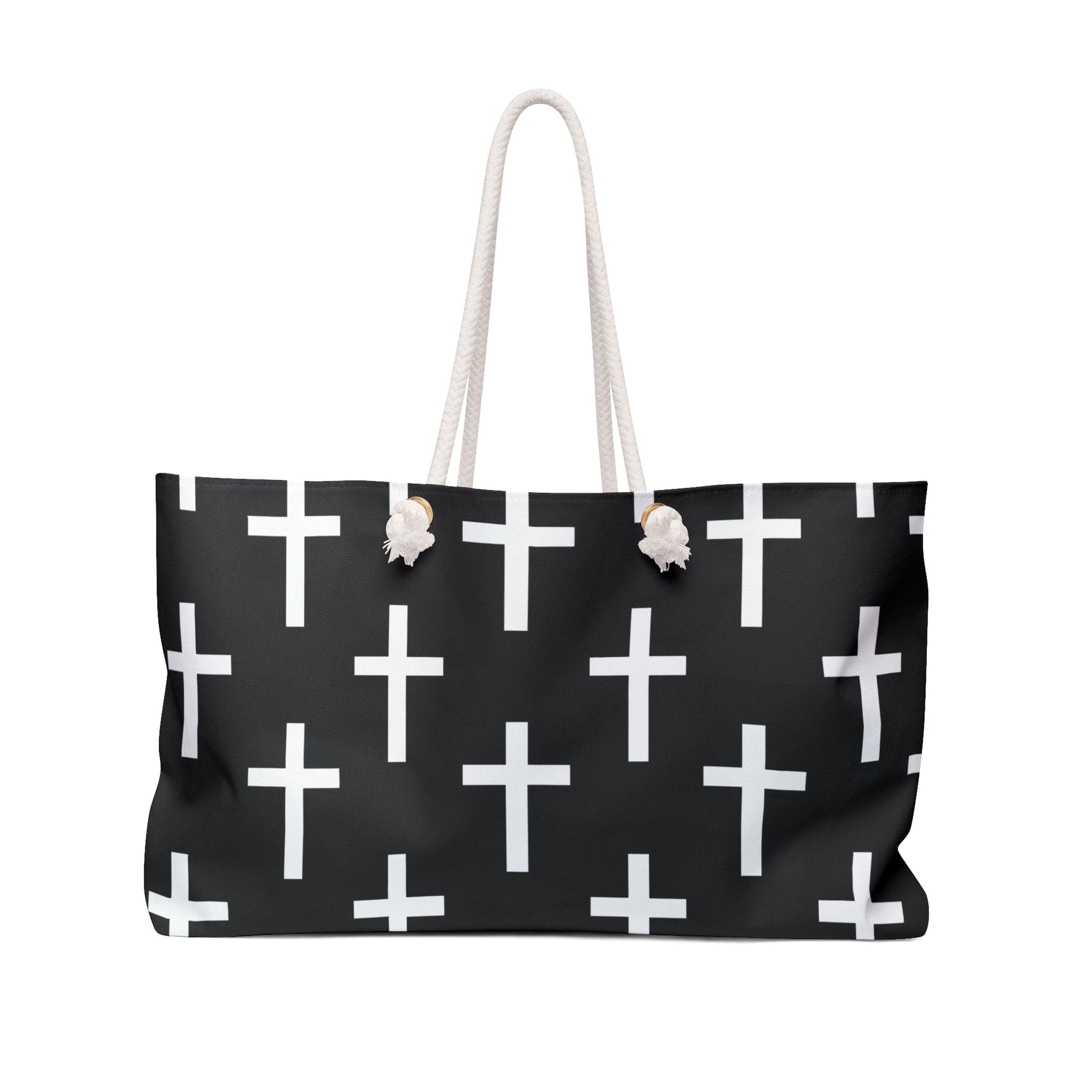 Weekender Tote Bag Black and White Seamless Cross Pattern-0