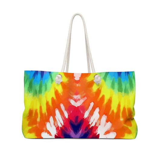 Weekender Tote Bag for Work/school/travel - Psychedelic Rainbow Tie Dye-0